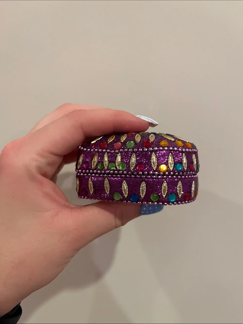 Heart-Shaped Purple Glitter Trinket Box